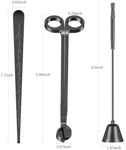 calary Candle Wick Trimmer, Candle Snuffer and Wick Dipper & Candle Accessory Set, 3 in 1 Candle Care Kit for Candle Lover (Black)