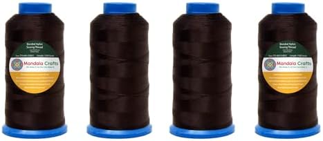 Mandala Crafts SZ 69 210D T70 Dark Brown Combo Bonded Nylon Thread 6000 YDs
