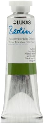 Lukas Berlin Pro Artists Water Mixable Oil Paint 37 ml Tube Sap Green, Water Soluble, Lightfast Pigments, Quick Drying, Easy Clean-Up, Eco-Friendly, Professional Quality, 40 Color Range