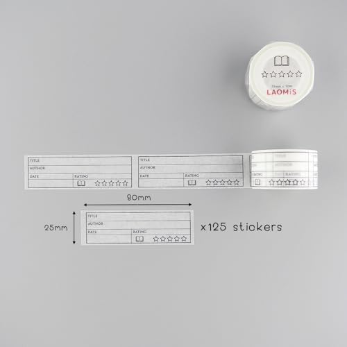 Japanese 5 Star Book Rating Tracker Writable Washi Tape / 25mm x 10M / 125 Stickers