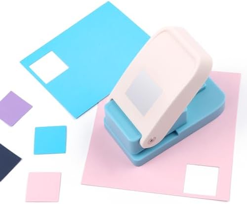 CYFUN DESIGN Square Hole Punch, 1X1 inch Stamp Puncher, Stamps Shaped Paper Punch, Square Punches for Paper Crafts, Stamp Cutter Hole Puncher for Crafting Journaling Scrapbooking Card Making Supplies
