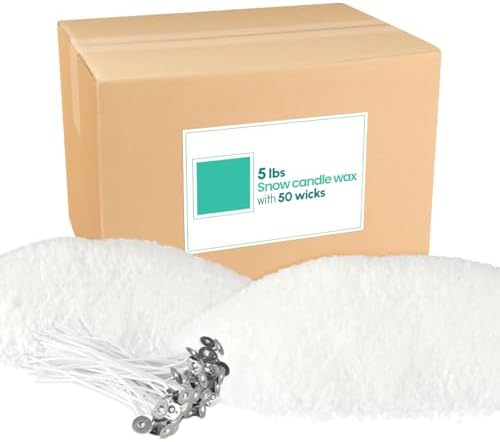 5LB Natural Pearled Candle Making Kit with 50 Cotton Wicks, Reusable and Refillable Pearled Candles for DIY Sand Candle Making