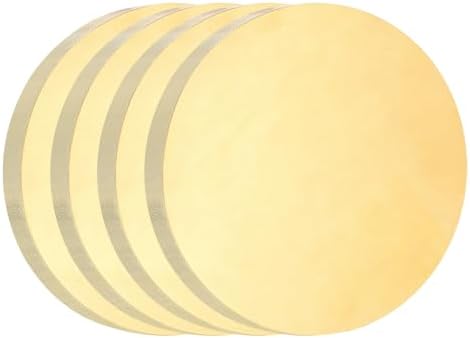 uxcell 4Pcs Brass Round Plate, 0.16"(4mm) Thick 1"(25mm) Dia H65 Brass Round Disc Blank Metal Sheet Copper Circle Disc for Metal Stamping DIY Crafts