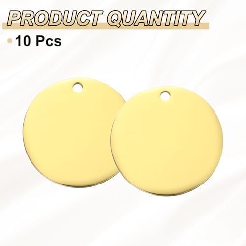 HARFINGTON 10pcs Round Blank Stamping Tag 35mm for Bracelet Crafts Gold