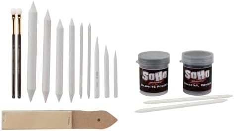 SoHo Urban Artist Graphite and Charcoal Drawing Powders - 15 Grams & Creative Mark Complete Charcoal and Pastel Blending Set