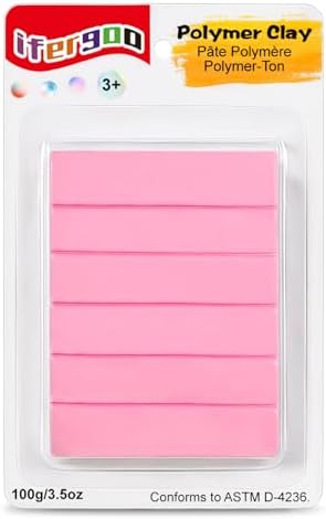 ifergoo 100g Pink Polymer Clay, 3.5oz Oven Bake DIY Modeling Clay for Kids