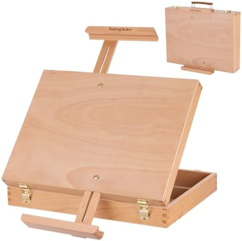 Falling in Art Portable Beech Wood Tabletop Art Easel Box