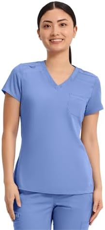 Med Couture Touch Women's Scrub Tops V-Neck Tuck-in Top with 1 Pocket
