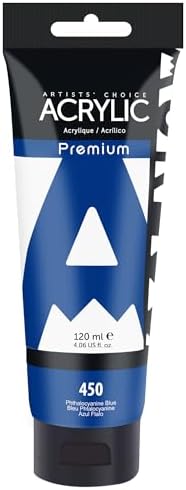 AUREUO Phthalo Blue Acrylic Paint, 4 Fl Oz / 120ml Single Tube Phthalocyanine Blue, Rich Pigment Art Craft Paints for Canvas, Rocks, Wood, Ceramic, Fabric