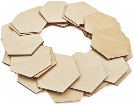 50PCS Wooden Hexagonal, Made of Basswood, 4 Inch Unprocessed Wood Pieces, Natural Star Shaped Wood Blanks, Suitable for DIY Painting, Pyrography, Staining, Carving and Other Crafts, and as Coasters