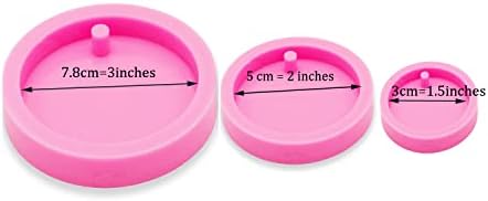 3pc Glossy Resin Silicone 1.5in 2in 2.5in Circle Molds Pet Cat Tag DIY Keychain Mould with 10PC Key Ring(DY0079+DY0080+DY0260)