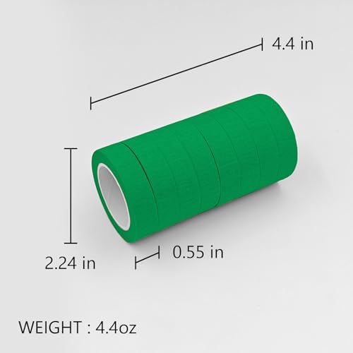 UMETDO 8PCS Colored Masking Tape - Green Painters Tape, Tape for Kids Art Supplies, Great for Crafts, Labeling, DIY Decorative, 1/2 Inch Colored Tape Rolls- Tiny Size
