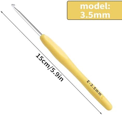 3.5mm Crochet Hook, Ergonomic Crochet Hook, Smooth and Extra Long  Knitting Needles, with Soft Rubber Ergonomic Handle and Aluminum Tip, Perfect Beginner and Arthritic Crochet Hooks (3.5 mm)