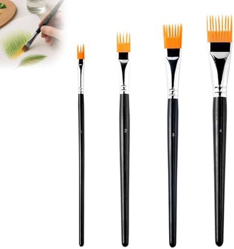 4PCS Art Grainer Brush Comb Set, Professional Artist Acrylic Paint Brush Comb Set, Small Nylon Bristles Painting Brushes for Acrylic, Oil and Watercolor, Ideal for Artists Beginners, Short Handle