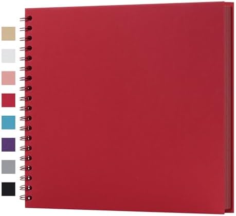 potricher 10 x 10 Inch DIY Scrapbook Photo Album 40 Pages, Red | Thick Kraft Paper Scrap Book Photo Albums, Memory Book for Wedding, Anniversary, Baby, Family, Travel, DIY Projects
