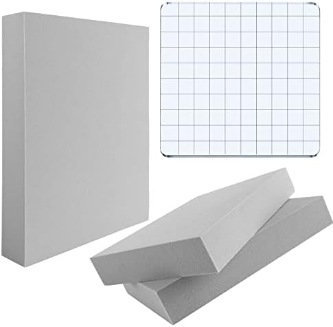 3 Pcs/Set 2Pcs Large Stamping Foam Grey Moldable Foam with 1 Pcs Acrylic Stamp Block Stamps Plastic Pad Cut and Dry Foam Stamping Foam Block for Sculpture, Modeling, DIY Arts and Handicrafts Projects