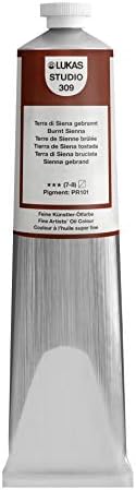 Lukas Studio Artist Oil Color Paints - High-pigment oil paint made with natural binder for artist, painting, & more! - [Burnt Sienna - 200 mL]