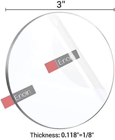 Enoin 16 Pack 3 Inch Round Clear Acrylic Sheets Plexiglass Sheet 1/8 Inch Thick, Disc Circle Platic Sheet 0.118'', Transparent Board Panel for Glass, DIY Project, Paintings, Art Craft