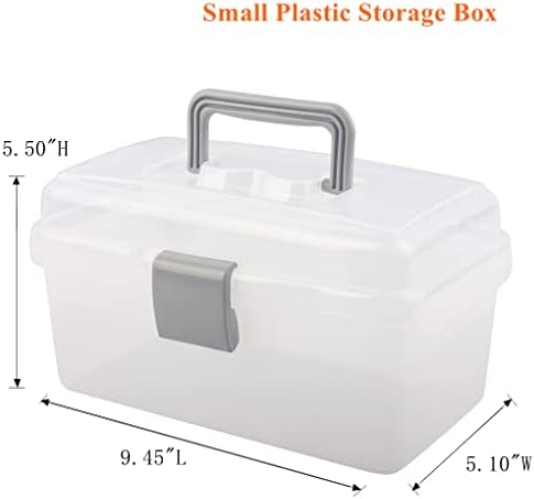 Multipurpose Plastic Storage Container Box with Handle and Latch Lock, Clear Gray