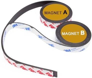 Paired A+B Magnets Tapes, (6.5FT X 0.6" W x 2 Pack), a b Magnetic Tapes with Adhesive Backing Match to Use, Flexible Magnet Strips for DIY Craftings