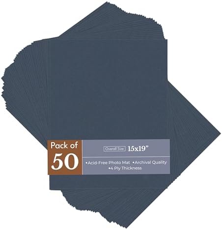 Navy Blue 15x19 Uncut Premium Mat Board - No Opening - 50 Mats