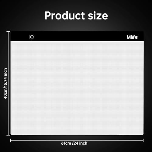 Mlife A2 LED Light Pad for Diamond Art Painting Light Board with 3 Brightness, Tracing Light Board with USB Cable & 4 Fasten Clips for Sketching, Animation, Drawing, Diamond Art Painting Supplies