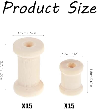 RAHHLIZS 30 Pcs Wooden Spools, Natural Wooden Spools for Crafts, Unfinished Empty Wood Bobbins for Sewing Embroidery Machines Organizing Cord Twine Ribbon Chains Elastic Threads