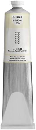 Lukas Studio Artist Oil Color Paints - High-pigment oil paint made with natural binder for artist, painting, & more! - [Beige - 200 mL]