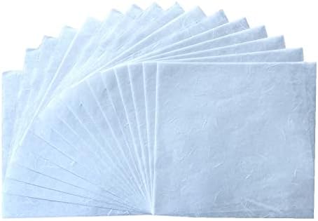 Natural Fiber Mulberry Paper Sheets 6 x 6 Inches, 50 PCS Handmade Craft Paper for Origami, Scrapbooking, Card Making, DIY Decoration, Mixed Media Art (White Color, 6x6 Inch)
