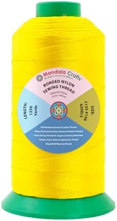 Mandala Crafts Size 138 420D T135 Yellow Bonded Nylon Thread, 1250 YDs