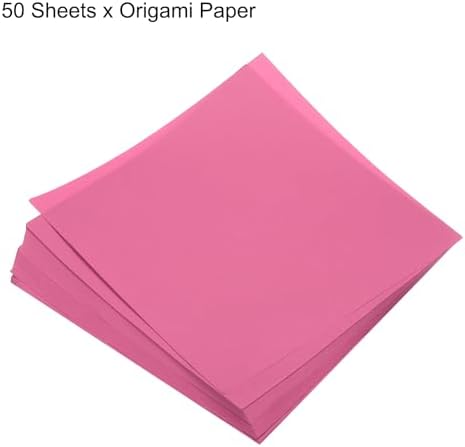 MECCANIXITY 50 Sheets Origami Paper Double Sided 8x8 Inch(20x20cm) Square Sheet for Art Craft Project, Beginners, Gifts Decor, Rose Red