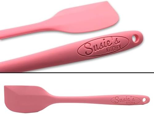 Customizable Silicone Spoon - Personalized Kitchen Tool for Unique Cooks - Heat-Resistant, Non-Stick, and Ergonomic - Your Name Embossed - Perfect Gift Idea (Mint Green) (Pink)