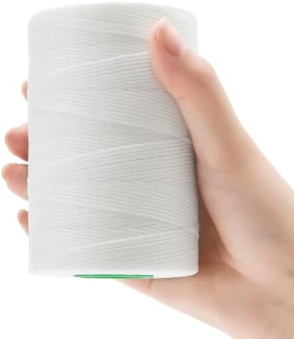Flat Waxed Thread 1.0mm 550Yds for Leather Craft DIY Hand Sewing Projects Shoes Repair（White）