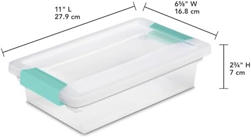 Sterilite Small Clip Box, Stackable Small Storage Bin with Latching Lid, Plastic Container to Organize Office, Crafts, Clear Base and Lid, (Pack of 6) | Storage Containers with Latching Lids for Writing, Arts or Crafts Supplies - Home, Office, Classroo...