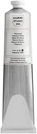 Lukas Studio Artist Oil Color Paints - High-pigment oil paint made with natural binder for artist, painting, & more! - [Titanium White - 200 mL]