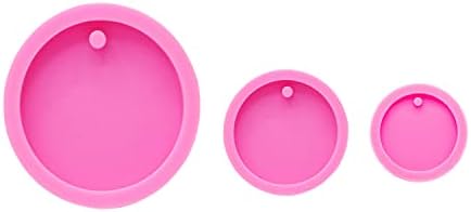 3pc Glossy Resin Silicone 1.5in 2in 2.5in Circle Molds Pet Cat Tag DIY Keychain Mould with 10PC Key Ring(DY0079+DY0080+DY0260)