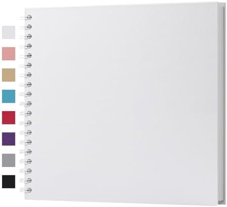 potricher 10 x 10 Inch DIY Scrapbook Photo Album 40 Pages, White | Thick Kraft Paper Scrap Book Photo Albums, Memory Book for Wedding, Anniversary, Baby, Family, Travel, DIY Projects