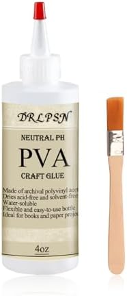 PVA Glue Book Binding, PH Neutral PVA Adhesive, Professional-Grade Strength Acid-Free Book Glue, Dries Clear & Remains Flexible, Used for Book Repair, Framing & Crafts | Safe for Paper (4 oz)