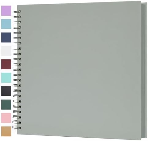 Scrapbook Album 12x12 Inches 100 Pages Hardcover Kraft Paper Grey