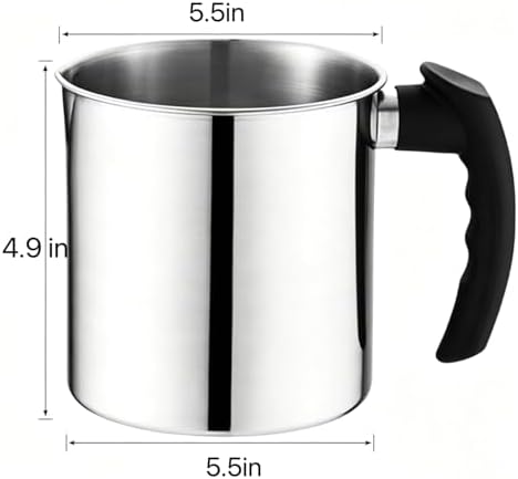 60oz 1.8L Candle Making Pouring Pot Wax Melting Pot and Spoon 304 Stainless Steel Candle Making Pitcher Heat-Resistant Handle