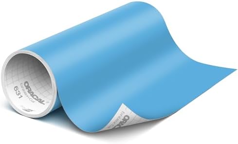 ORACAL 631 Matte Ice Blue Vinyl Durable Roll Easy to Weed Permanent Adhesive Craft Vinyl for Plotting Machines, Decals & DIY Projects 12” x 10ft