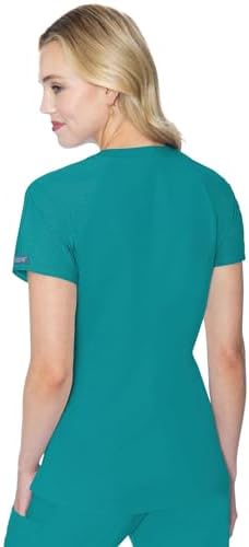 Med Couture Touch Scrub Top for Women Raglan Sleeve 6 Pockets Modern Fit