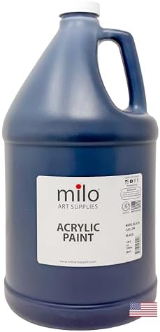 milo Mars Black Acrylic Paint, 128 oz Gallon Bottle, Semi-Gloss | AP Certified Non-Toxic, Made in USA, Essential Bulk Supply, Art Paint for Classroom, Studio, All Artists, Canvas, Wood, Paper