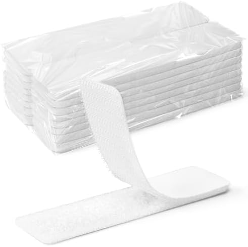 Art3d 16 Sets Hook and Loop Tape, 1"x 4" Sticky Back, Heavy Duty, White