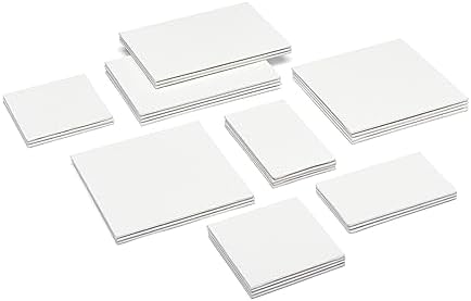 KINGART White Canvas Panel Set – Mini Assortment, 28-Pack – 100% Cotton, Triple Gesso Primed Artist Boards for Acrylic, Oil, Sketching, & Mixed Media Painting