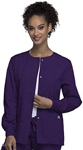 Cherokee WW Originals Scrubs Jacket for Women Snap Front 3 Pockets