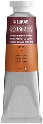 Lukas 1862 Professional German Oil Paint, Indian Yellow 37 mL - w/Beeswax & Non-Yellowing Sunflower Oil, Short Drying Time, Smooth, Outstanding Lightfastness