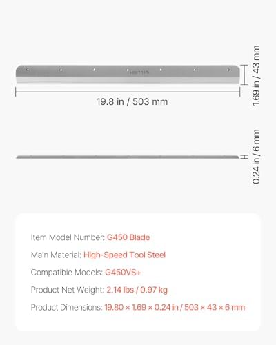 VEVOR Paper Cutter Blade, Heavy Duty Steel Blade Replacement Suitable for Professional Cutter G450VS+, Paper Trimmer Machine Spare Blade,503 x 43 x 6 mm