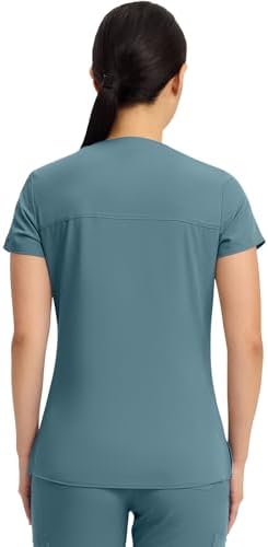 Med Couture Touch Women's Scrub Tops V-Neck Tuck-in Top with 1 Pocket