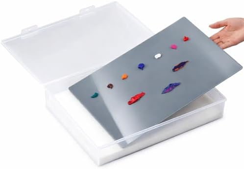 Nuanchu 1 Set Glass Oil Paint Palette, Airtight, 17 x 12.13 Inches, Grey | Handy Tempered Glass for Oil Painting, Moisture-proof lid Keep Paint Fresh, Portable Travel Outdoor, Leak-proof Airtight Seal
